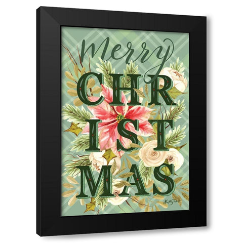 Sage Merry Christmas Black Modern Wood Framed Art Print with Double Matting by Talent, Kelley