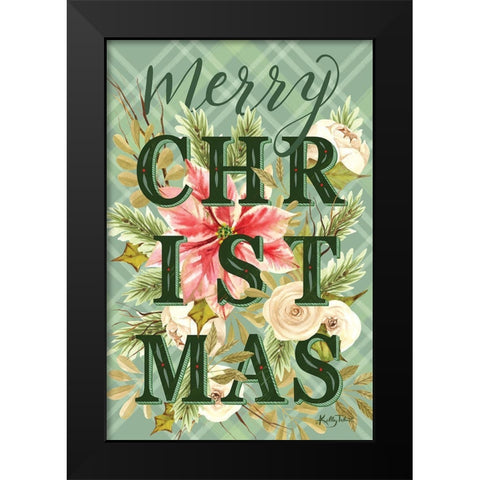 Sage Merry Christmas Black Modern Wood Framed Art Print by Talent, Kelley