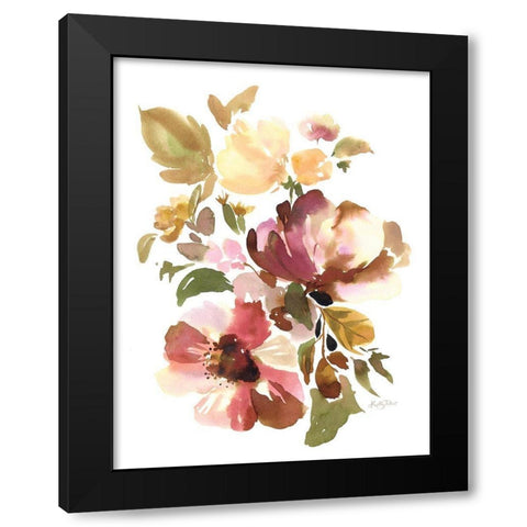 Warm Berry Blossoms Black Modern Wood Framed Art Print by Talent, Kelley