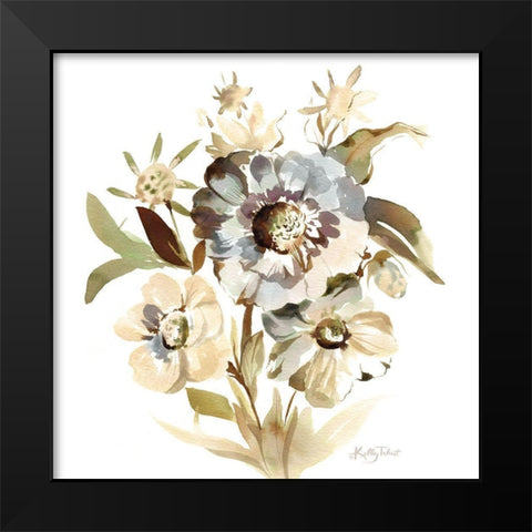 Faded Denim Blooms Black Modern Wood Framed Art Print by Talent, Kelley