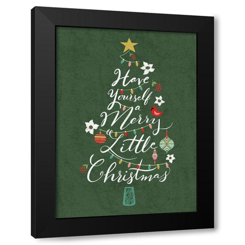 Merry Little Christmas Tree Black Modern Wood Framed Art Print by Talent, Kelley