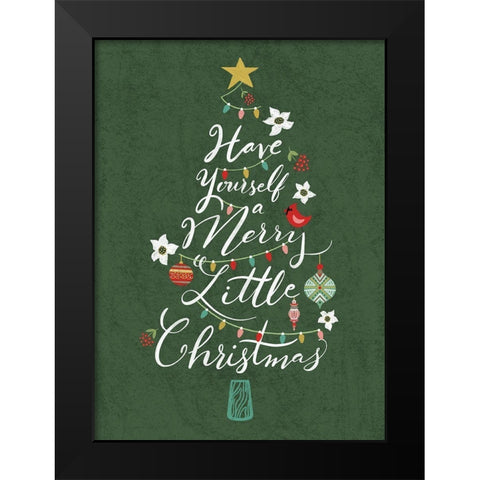Merry Little Christmas Tree Black Modern Wood Framed Art Print by Talent, Kelley
