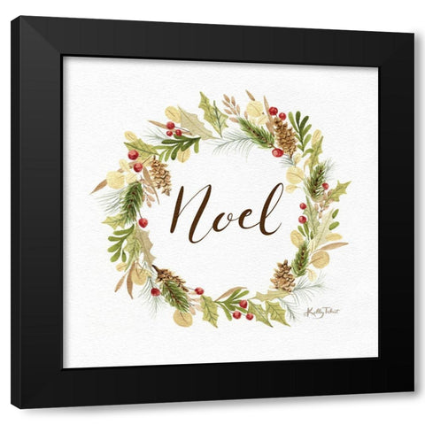 Noel Wreath Black Modern Wood Framed Art Print by Talent, Kelley
