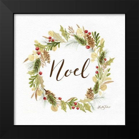 Noel Wreath Black Modern Wood Framed Art Print by Talent, Kelley