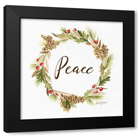 Peace Wreath Black Modern Wood Framed Art Print with Double Matting by Talent, Kelley