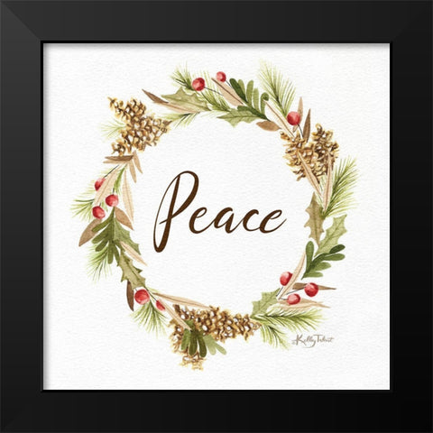 Peace Wreath Black Modern Wood Framed Art Print by Talent, Kelley