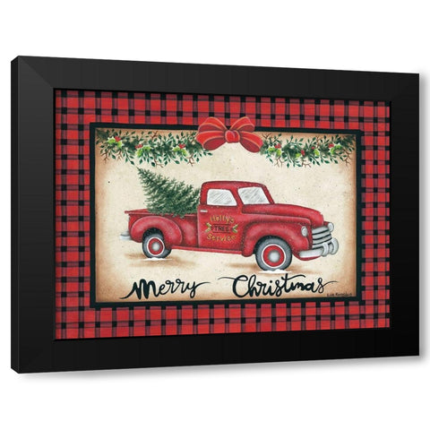 Merry Christmas Truck Black Modern Wood Framed Art Print by Kennedy, Lisa