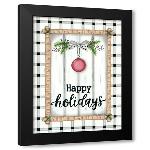 White Holiday Plaid Black Modern Wood Framed Art Print with Double Matting by Kennedy, Lisa