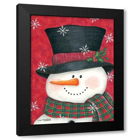 Holly and Red Plaid Snowman Black Modern Wood Framed Art Print with Double Matting by Kennedy, Lisa