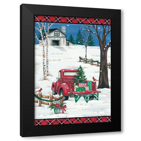 Christmas Joy Truck Black Modern Wood Framed Art Print with Double Matting by Kennedy, Lisa