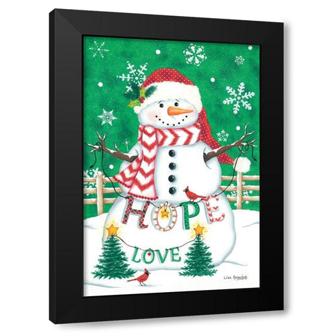 Merry Snowman Black Modern Wood Framed Art Print with Double Matting by Kennedy, Lisa