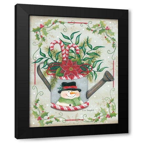 Christmas Watering Can Black Modern Wood Framed Art Print with Double Matting by Kennedy, Lisa