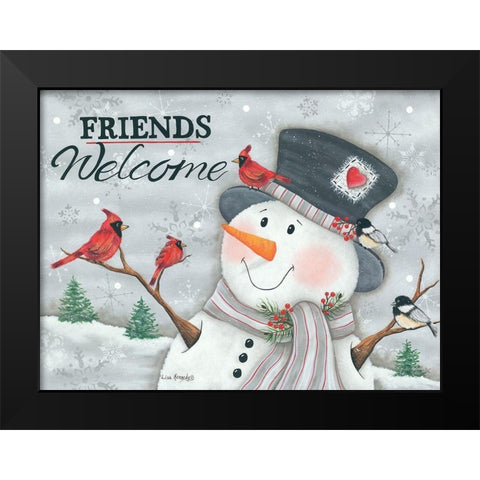 Friends Welcome Black Modern Wood Framed Art Print by Kennedy, Lisa