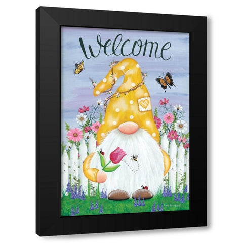 Spring Garden Gnome Black Modern Wood Framed Art Print by Kennedy, Lisa