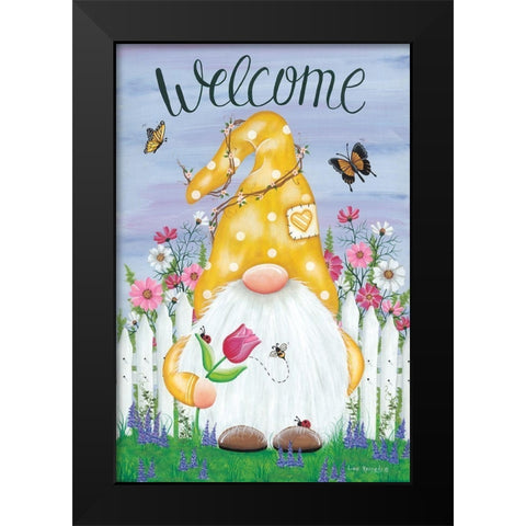 Spring Garden Gnome Black Modern Wood Framed Art Print by Kennedy, Lisa