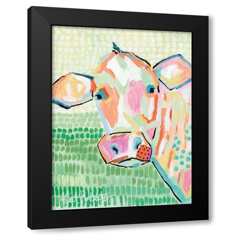 Moo Series:  Peggy Black Modern Wood Framed Art Print by Roberts, Kait