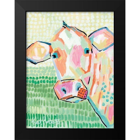 Moo Series:  Peggy Black Modern Wood Framed Art Print by Roberts, Kait