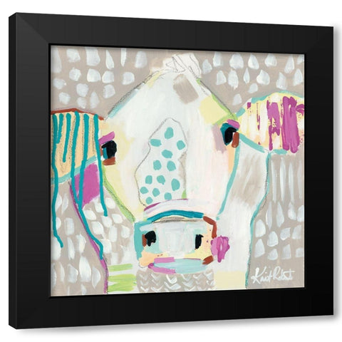 Moo Series:  Georgia Black Modern Wood Framed Art Print with Double Matting by Roberts, Kait