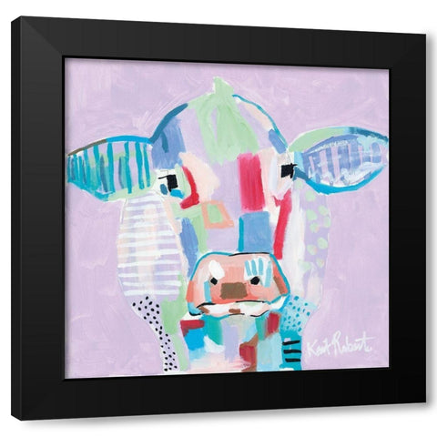 Moo Series:  Tilly Black Modern Wood Framed Art Print with Double Matting by Roberts, Kait