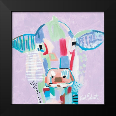 Moo Series:  Tilly Black Modern Wood Framed Art Print by Roberts, Kait