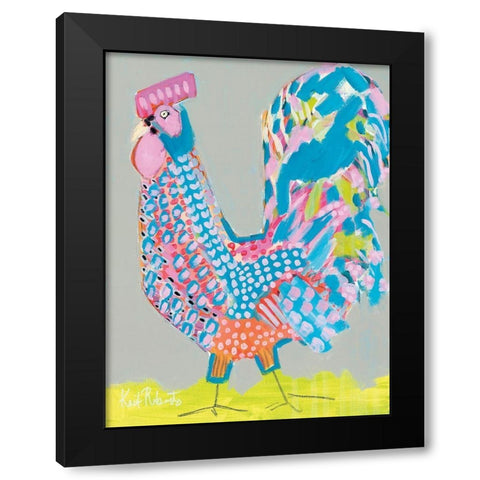 Ralph the Rooster Black Modern Wood Framed Art Print with Double Matting by Roberts, Kait