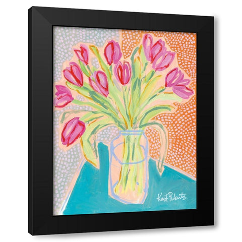 Tulips for Corie Black Modern Wood Framed Art Print with Double Matting by Roberts, Kait