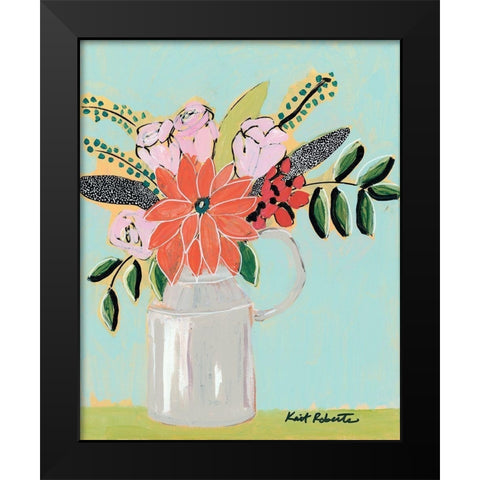 Bouquet on Robins Egg   Black Modern Wood Framed Art Print by Roberts, Kait