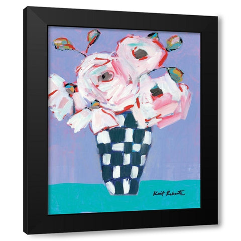 Bouquet on Cornflower and Jade    Black Modern Wood Framed Art Print by Roberts, Kait