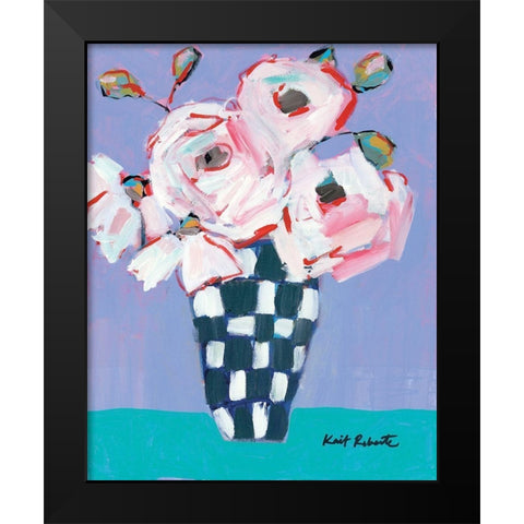 Bouquet on Cornflower and Jade    Black Modern Wood Framed Art Print by Roberts, Kait