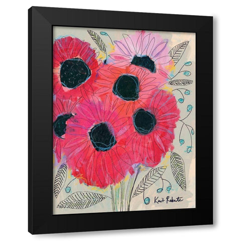 Electric Sunflowers Black Modern Wood Framed Art Print with Double Matting by Roberts, Kait