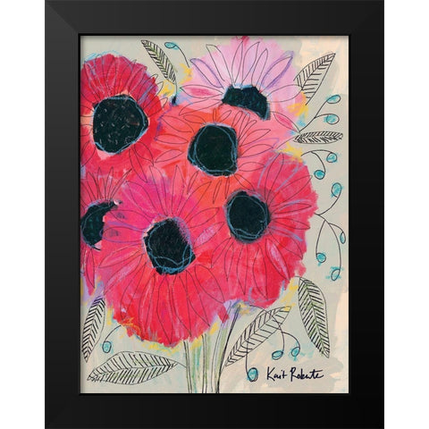 Electric Sunflowers Black Modern Wood Framed Art Print by Roberts, Kait