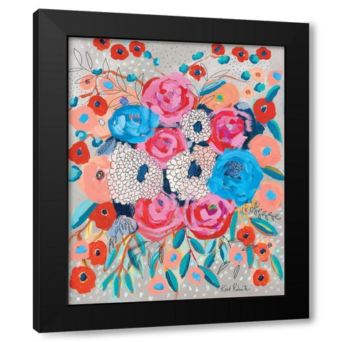 Flowers are the Answer Black Modern Wood Framed Art Print by Roberts, Kait