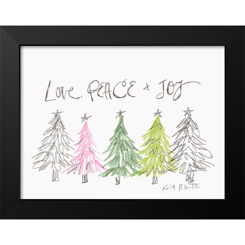 Love, Peace and Joy Black Modern Wood Framed Art Print by Roberts, Kait