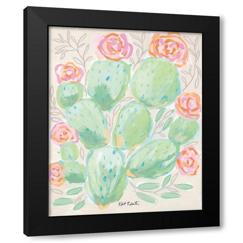 Life Can Be Pricklyâ€¦ Bloom Anyway   Black Modern Wood Framed Art Print with Double Matting by Roberts, Kait