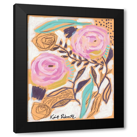 Bubblegum Blooms Black Modern Wood Framed Art Print with Double Matting by Roberts, Kait