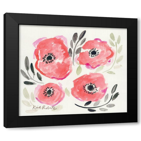 Poppies in Punch Black Modern Wood Framed Art Print with Double Matting by Roberts, Kait