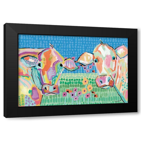 Moo Series:  Lucy and Peggy Black Modern Wood Framed Art Print with Double Matting by Roberts, Kait