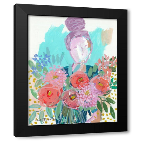 Flowers for Nicole Black Modern Wood Framed Art Print with Double Matting by Roberts, Kait