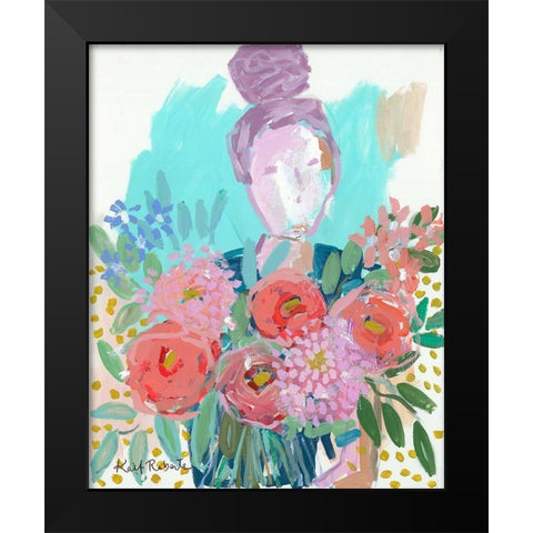 Flowers for Nicole Black Modern Wood Framed Art Print by Roberts, Kait