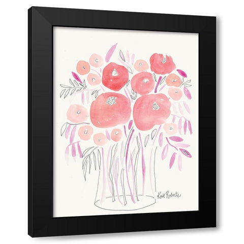 Guava Blooms and Bubblegum Leaves Black Modern Wood Framed Art Print with Double Matting by Roberts, Kait