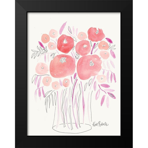 Guava Blooms and Bubblegum Leaves Black Modern Wood Framed Art Print by Roberts, Kait
