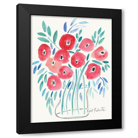Poppin Poppies Black Modern Wood Framed Art Print with Double Matting by Roberts, Kait