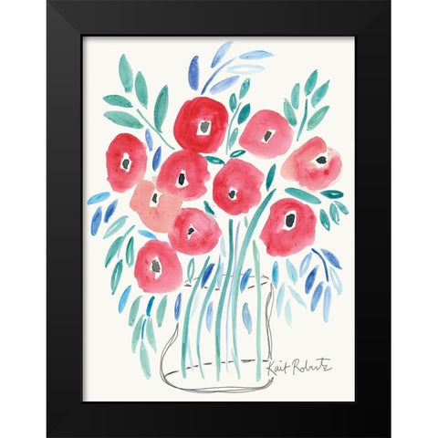 Poppin Poppies Black Modern Wood Framed Art Print by Roberts, Kait