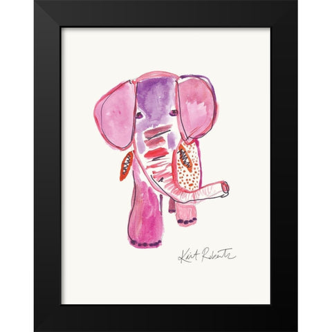 Edith the Elephant Black Modern Wood Framed Art Print by Roberts, Kait