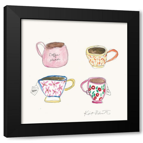 Morning Routine Black Modern Wood Framed Art Print by Roberts, Kait