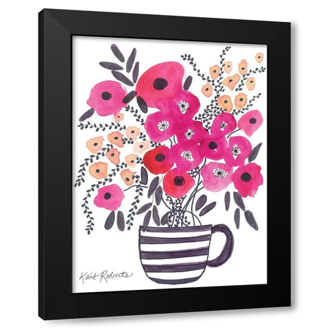 Morning Cup of Blooms Black Modern Wood Framed Art Print with Double Matting by Roberts, Kait