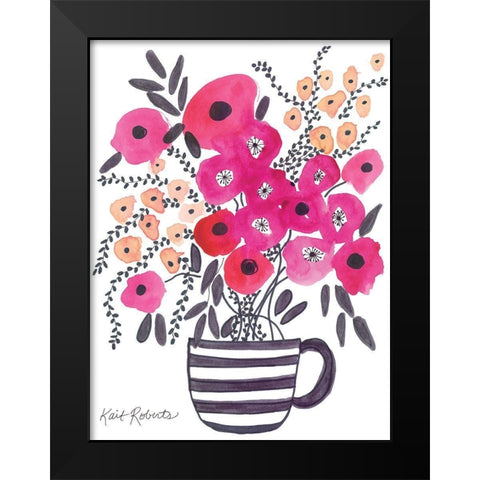 Morning Cup of Blooms Black Modern Wood Framed Art Print by Roberts, Kait