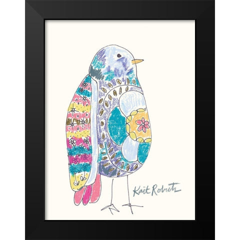 Janice the Bird Black Modern Wood Framed Art Print by Roberts, Kait