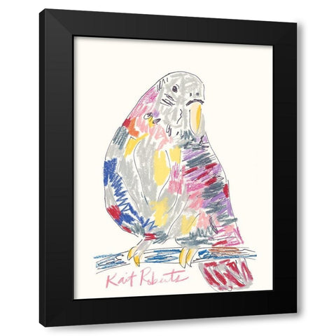 Jimmy the Bird Black Modern Wood Framed Art Print with Double Matting by Roberts, Kait