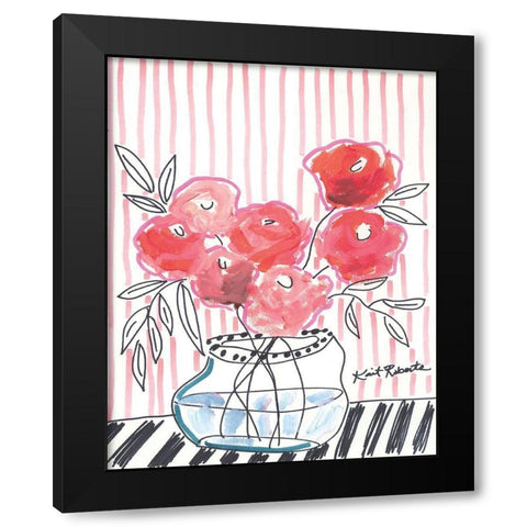 Pink Lipstick Black Modern Wood Framed Art Print with Double Matting by Roberts, Kait